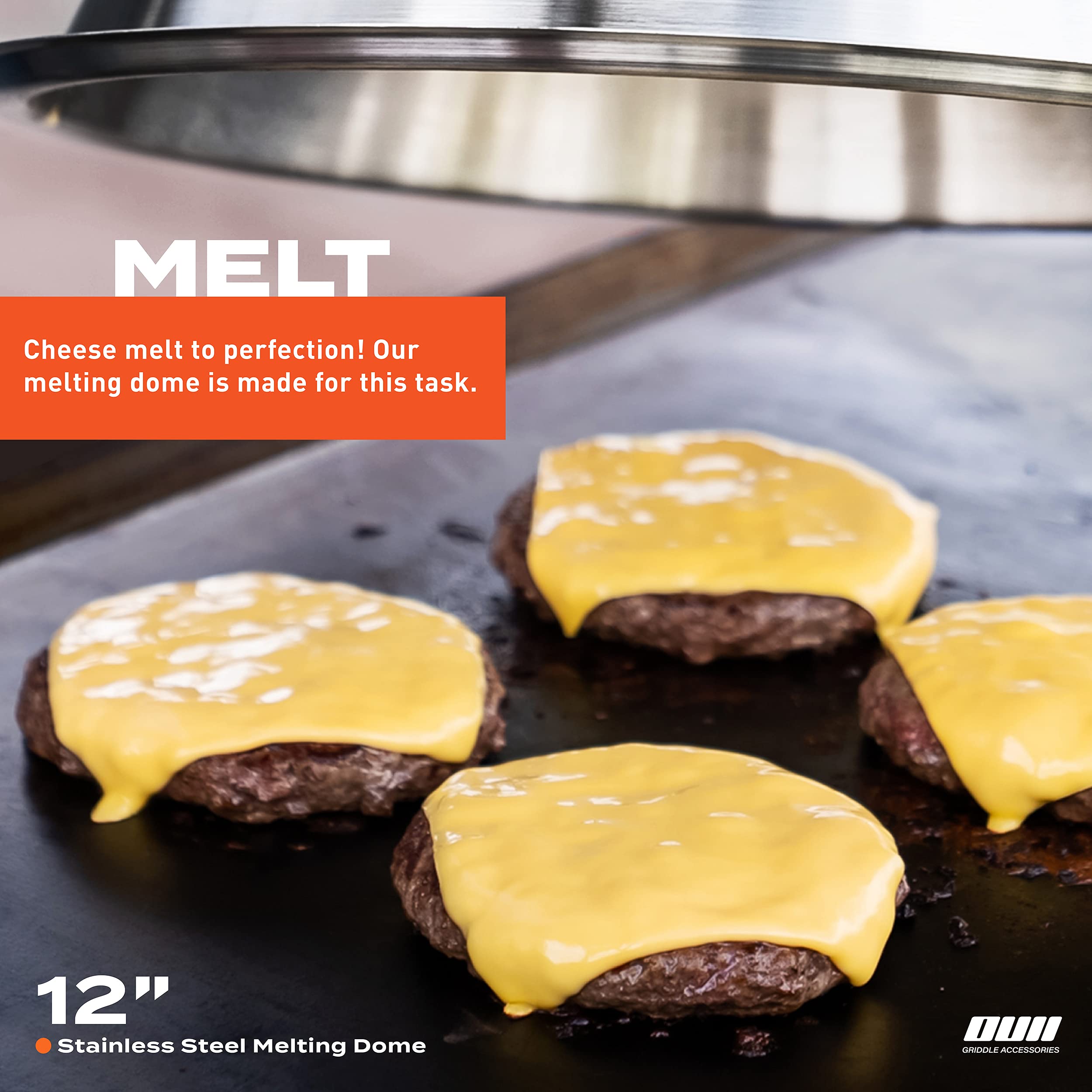 Ouii Flat Top Griddle Accessories Set For Blackstone And Camp Chef Griddle - 12 Inch Heavy Duty Round Basting Cover Cheese Melti